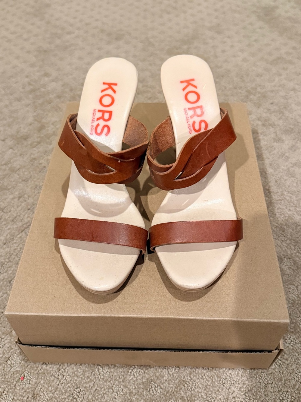 Michael Kors Brown Leather Slide Heels